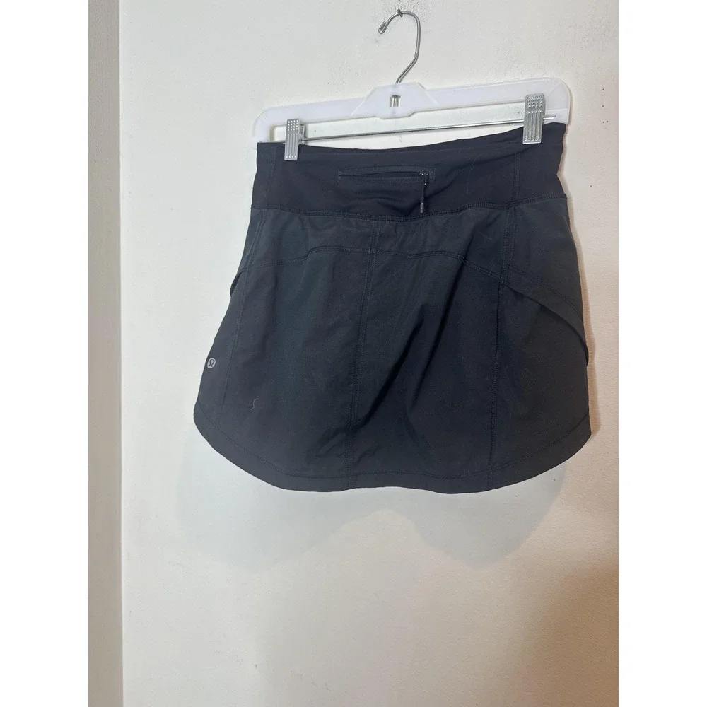Lululemon Skort Womens 4 Black High Rise Athletic Running Tennis Lined Pockets